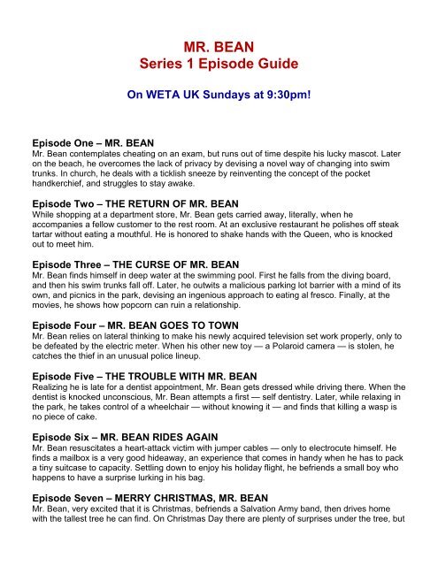 WETA UK Mr. Bean Series 1 Episode Guide.pdf