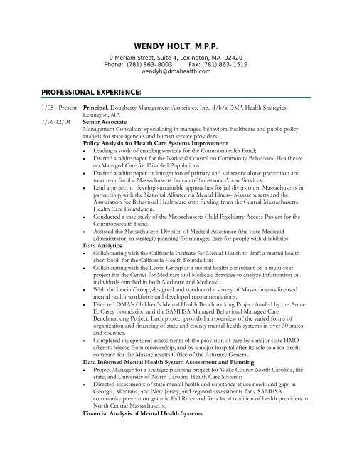 View Resume - DMA Health Strategies