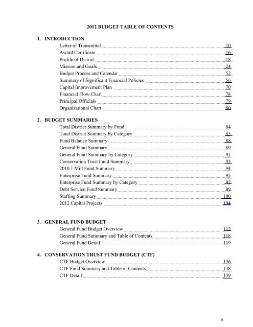 2012 Budget - South Suburban Parks and Recreation