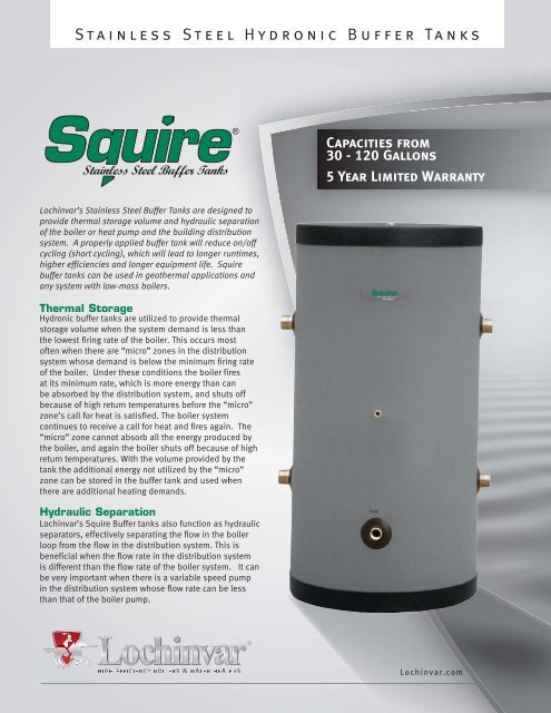 Squire Buffer Tank Literature - Lochinvar