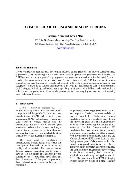 Computer Aided Engineering in Forging - Net Shape Manufacturing ...