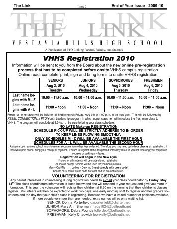 V E S T A V I A  H I L L S  H I G H  S C H O O L VHHS Registration ...