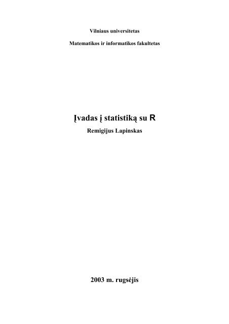 Ä®vadas Ä¯ statistikÄ… su R - Matematikos ir Informatikos