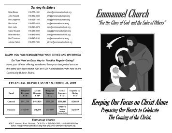 View/Download Sunday Bulletin - Emmanuel Church