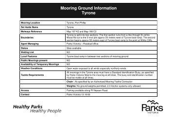 Mooring Ground Information Tyrone - Parks Victoria