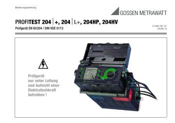 PROFITEST 204|+, 204|L+, 204HP, 204HV - Gossen-Metrawatt