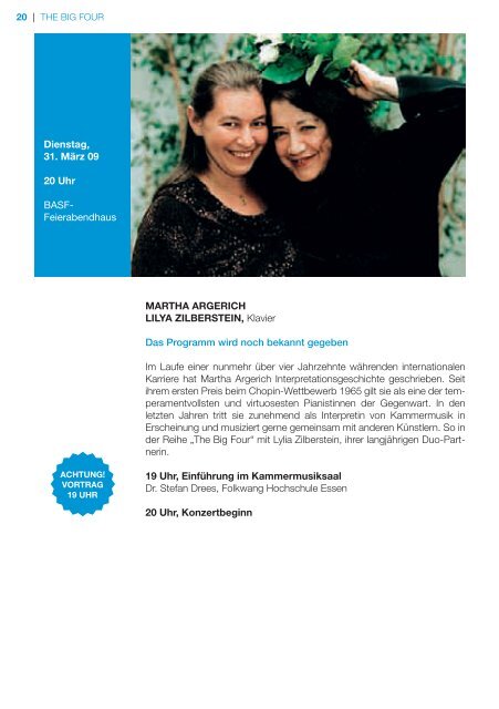 KulturPur - Das neue BASF-Konzertprogramm 2008/2009 liegt