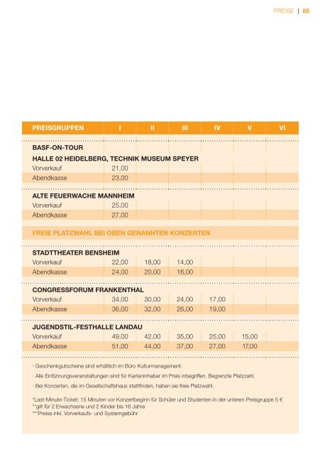 KulturPur - Das neue BASF-Konzertprogramm 2008/2009 liegt