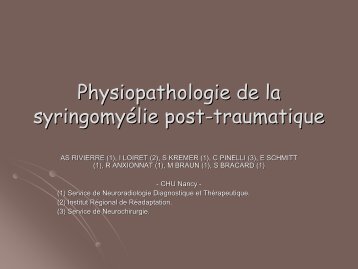 Physiopathologie de la syringomyÃ©lie post-traumatique