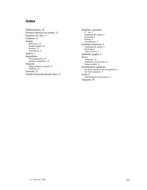 Core Maths C1 Revision Notes - Mr Barton Maths