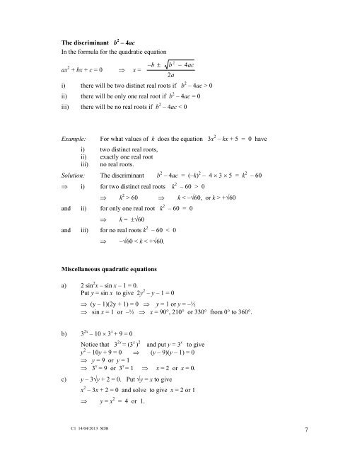 Core Maths C1 Revision Notes - Mr Barton Maths