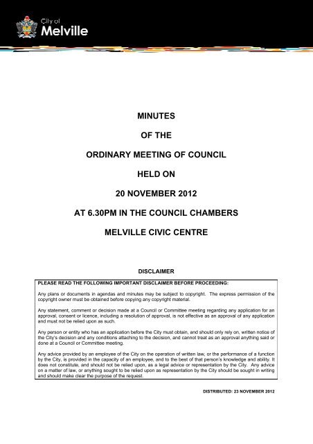 Minutes OMC 20 November 2012.pdf - City of Melville