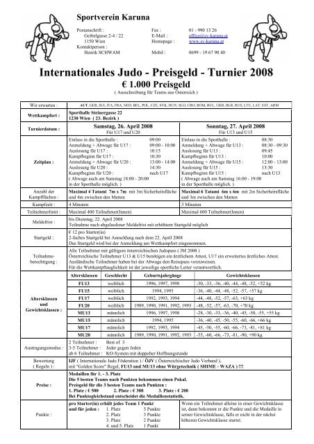 Internationales Judo - Preisgeld - Turnier 2008