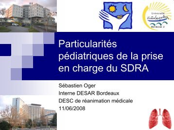 Particularités de la prise en charge du SDRA chez l'enfant.