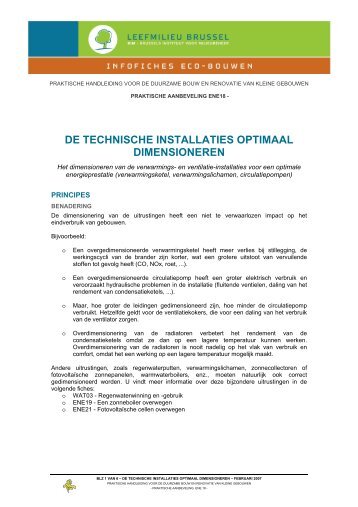 de technische installaties optimaal dimensioneren - Leefmilieu Brussel