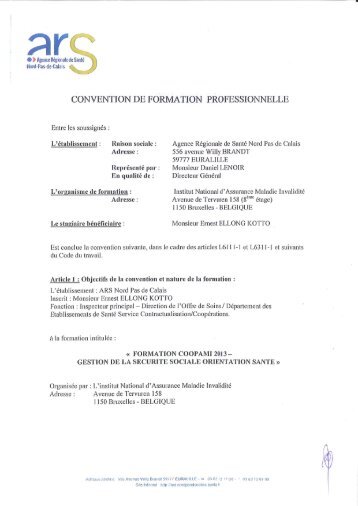 CONVENTION DE FORMATION PROFESSIONNELLE - COOPAMI