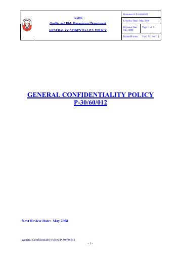 General Confidentiality Policy - Health Authority â Abu Dhabi