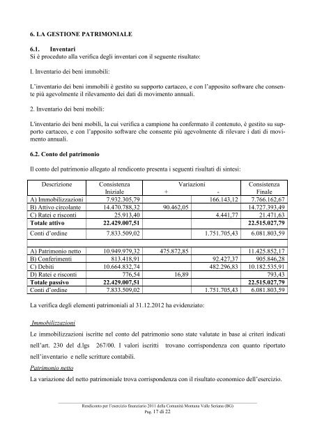 Deliberazione n. 9 del 24.04.2013 - ComunitÃ  Montana Valle Seriana