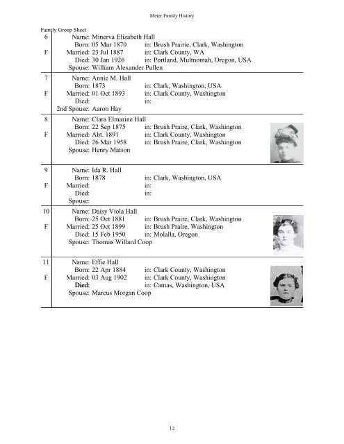 Meier & Matson Family History