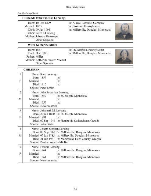 Meier & Matson Family History