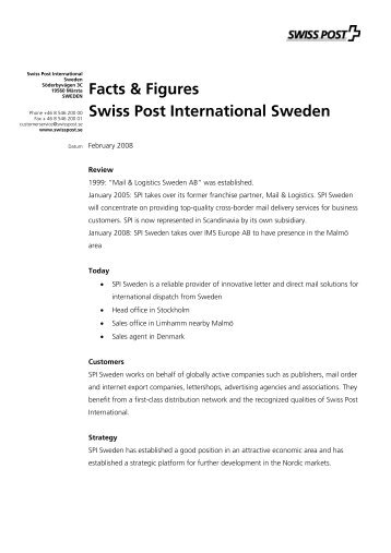 Facts & Figures Swiss Post International Sweden