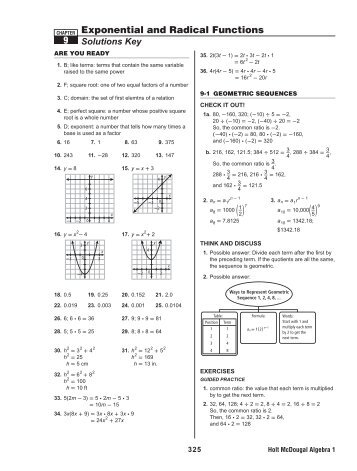 Exponential and Radical Functions 9 - BISD Moodle