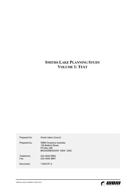 smiths lake planning study volume 1: text - Great Lakes Council