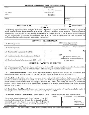 CHAPTER 13 PLAN - Bankruptcy Mortgage Project