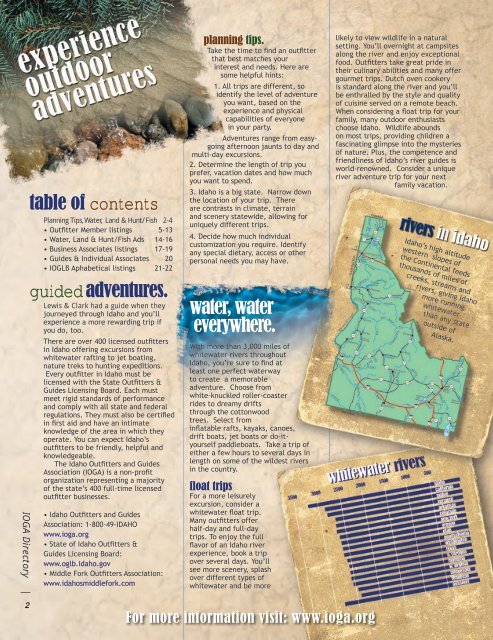 Directory of Idaho Guided Outdoor Adventures (PDF 11.6 MB)