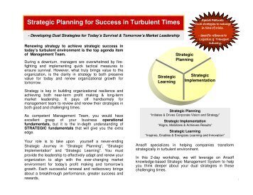 Strategic Planning for Success in Turbulent Times