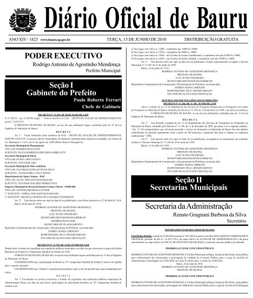 Diário Oficial de Bauru Seção I Gabinete do Prefeito