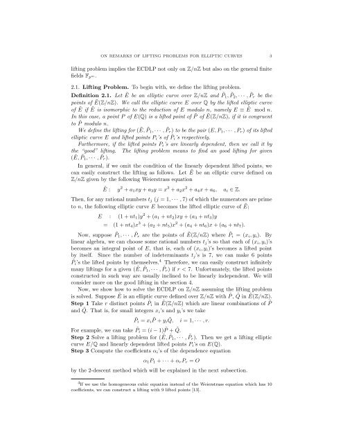 ON REMARKS OF LIFTING PROBLEMS FOR ELLIPTIC CURVES 1 ...