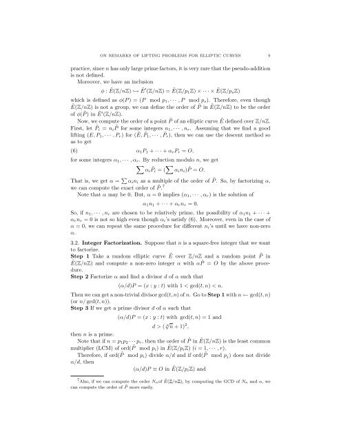 ON REMARKS OF LIFTING PROBLEMS FOR ELLIPTIC CURVES 1 ...