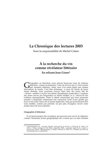 La Chronique des lectures 2003 - Lusotopie