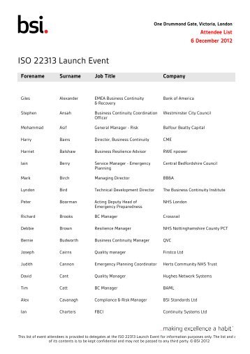 ISO 22313 Launch Event - BSI Shop