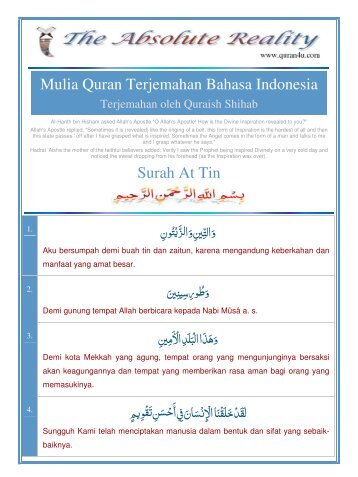 Mulia Quran Terjemahan Bahasa Indonesia Surah At Tin