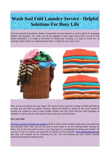 Wash And Fold Laundry Service - Helpful Solutions For Busy Life