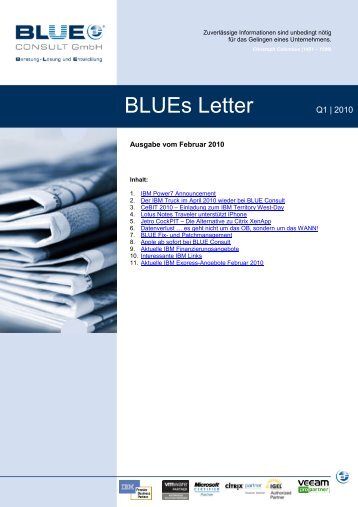 BLUEs Letter 02.2010 - BLUE CONSULT GmbH