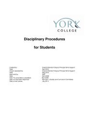 Disciplinary Procedures for Students - York College