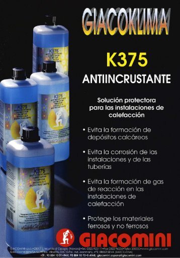 K375 Aditivo antiincrustante (358 KB) - Giacomini SpA