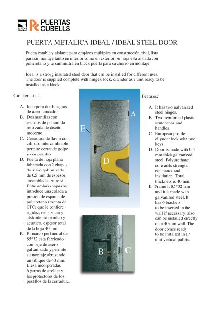 CatÃ¡logo de Puertas EspaÃ±olas Cubells - Tecnologistica