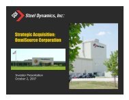 Strategic Acquisition: OmniSource Corporation - Steel Dynamics, Inc.