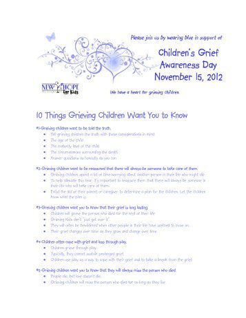 10 Things grieving Children Want You to Know - New Hope for Kids