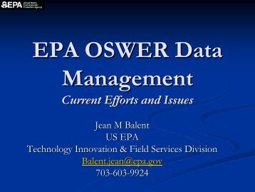 EPA OSWER Data Management: Current Efforts and Issues