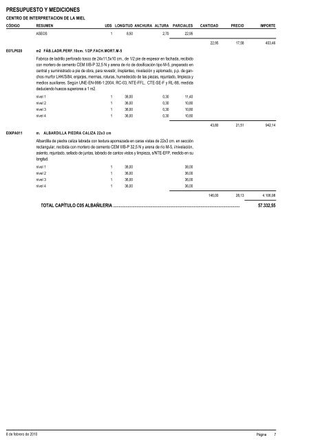 4 MEDICIONES Y PRESUPUESTO A.- CUADRO DE PRECIOS ...