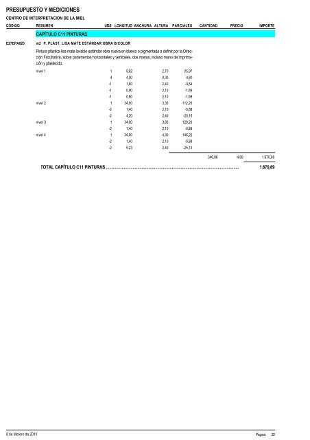 4 MEDICIONES Y PRESUPUESTO A.- CUADRO DE PRECIOS ...