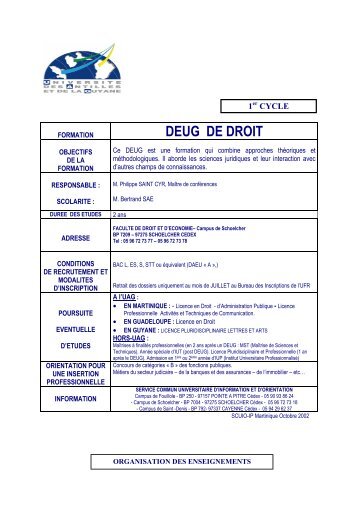 DEUG DE DROIT - services