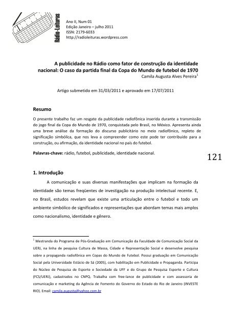 A publicidade no Rádio como fator de construção ... - Rádio-Leituras