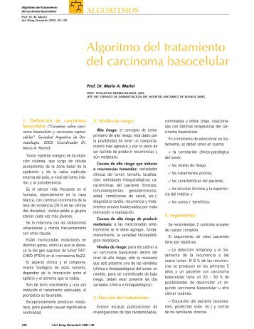 Algoritmo del tratamiento del carcinoma basocelular