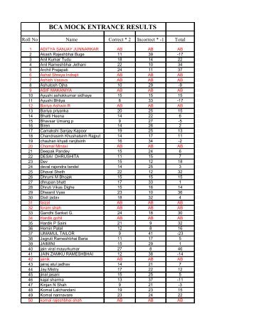BCA Mock test result